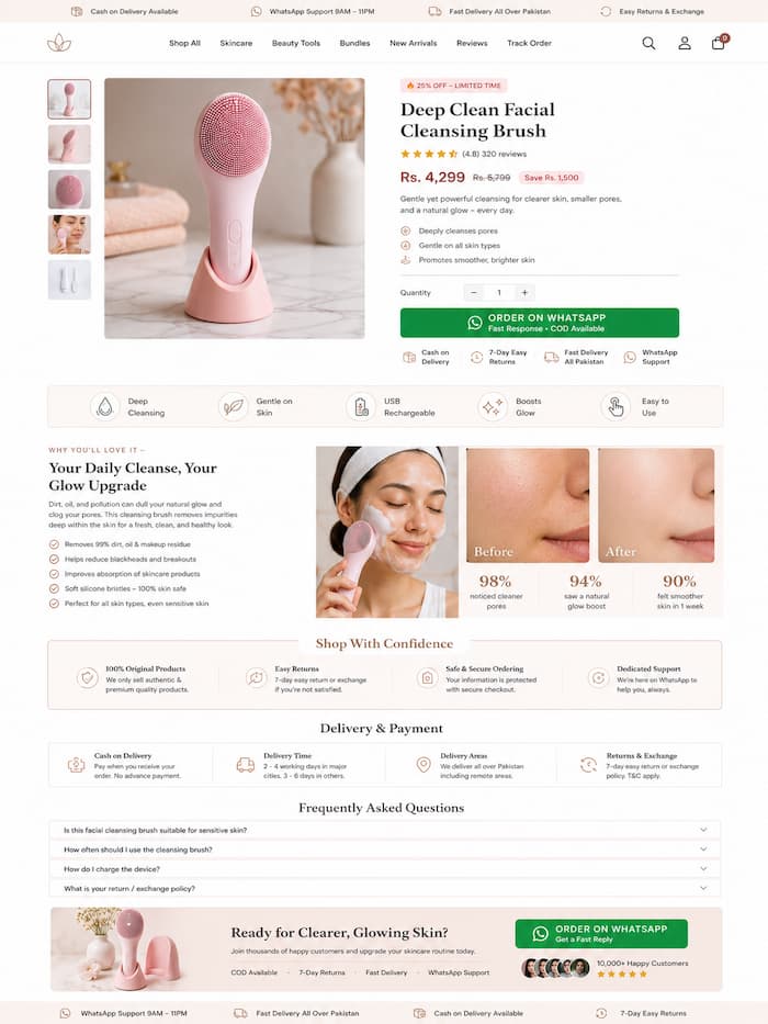 Shopify premium beauty fashion product page preview